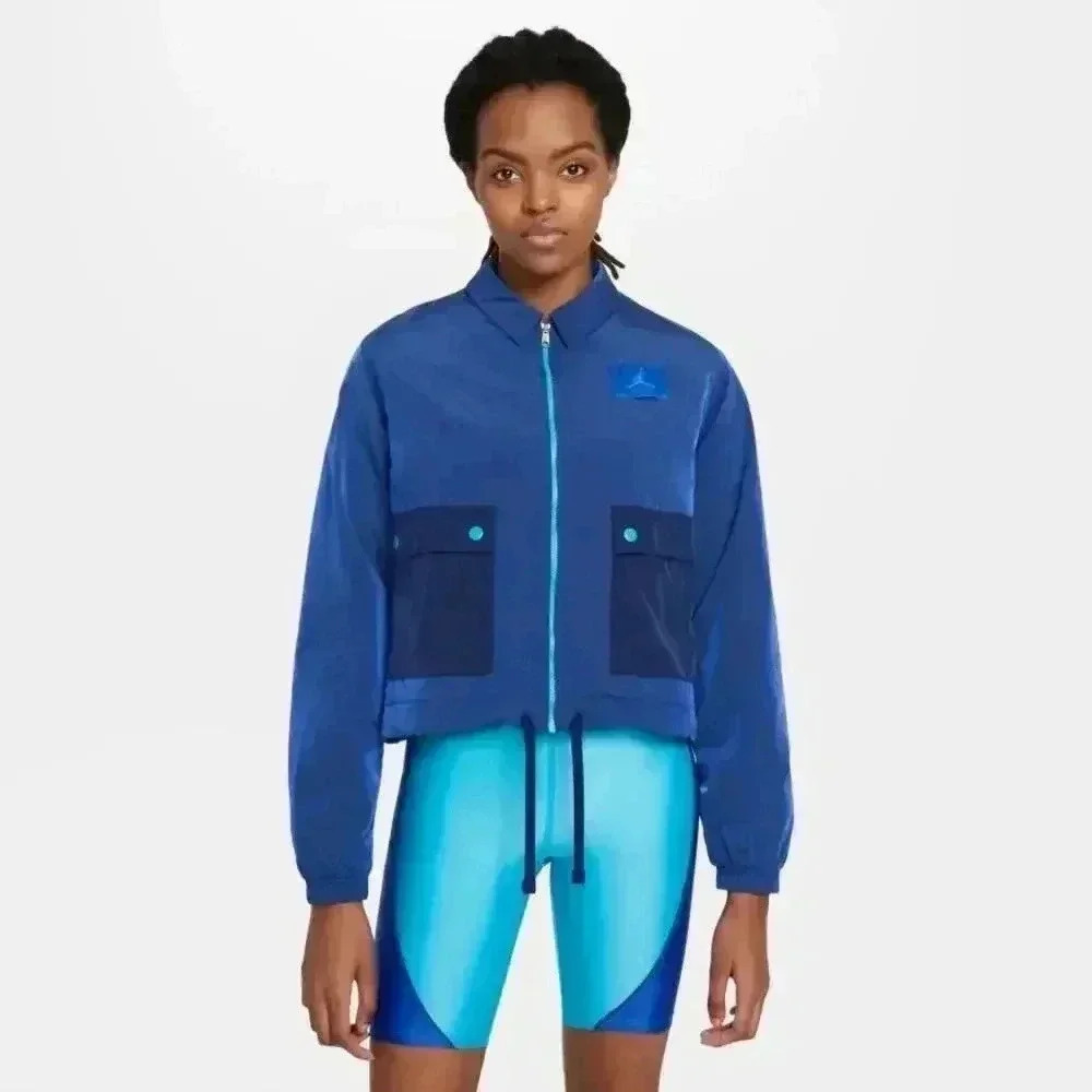 Jordan Essentials Flight Woven Full Zip Nylon Jacket Loose Fit Royal Blue Small